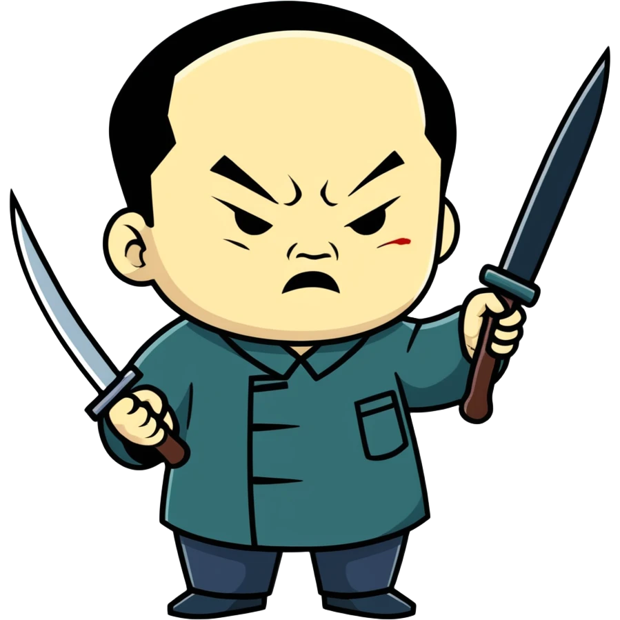 angry Deng Xiaoping holding a knife emoji