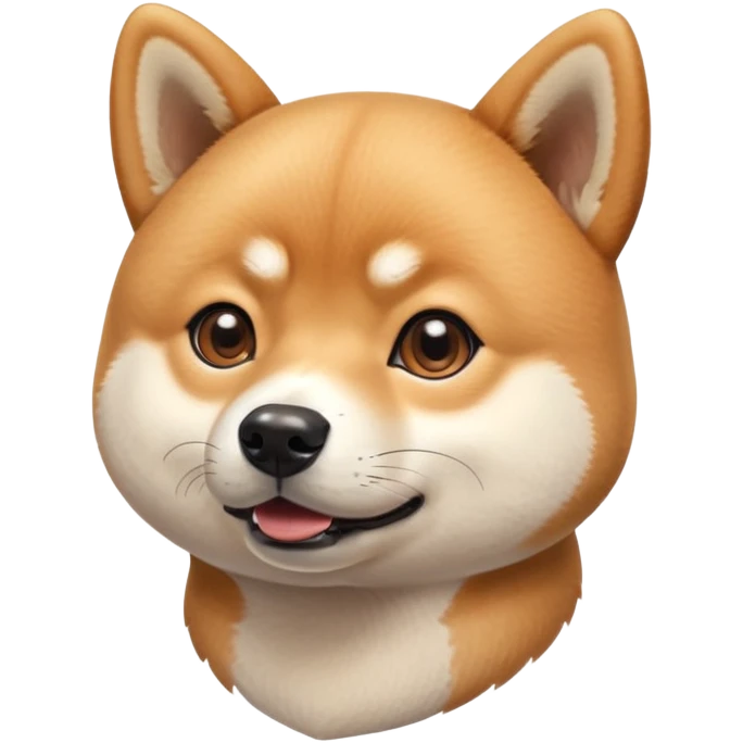 cute Shiba Inu dog confused with a playful, side-eye expression and a tilted head. The dog has light brown fur, big round eyes, and a soft smirk emoji
