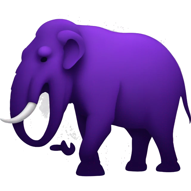 an aggressive looking 2D purple mammoth side silhouette emoji