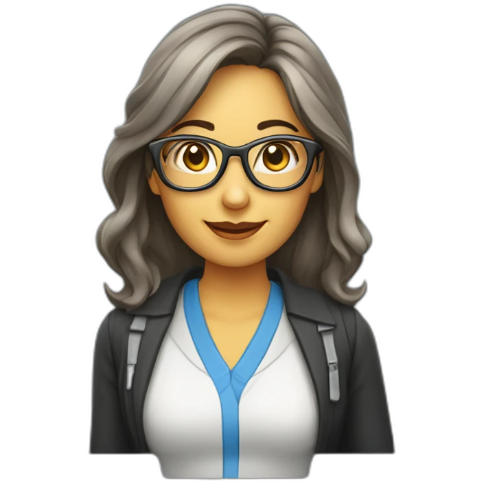 PROFESORA CON GAFAS CON ORDENADOR PORTATIL emoji