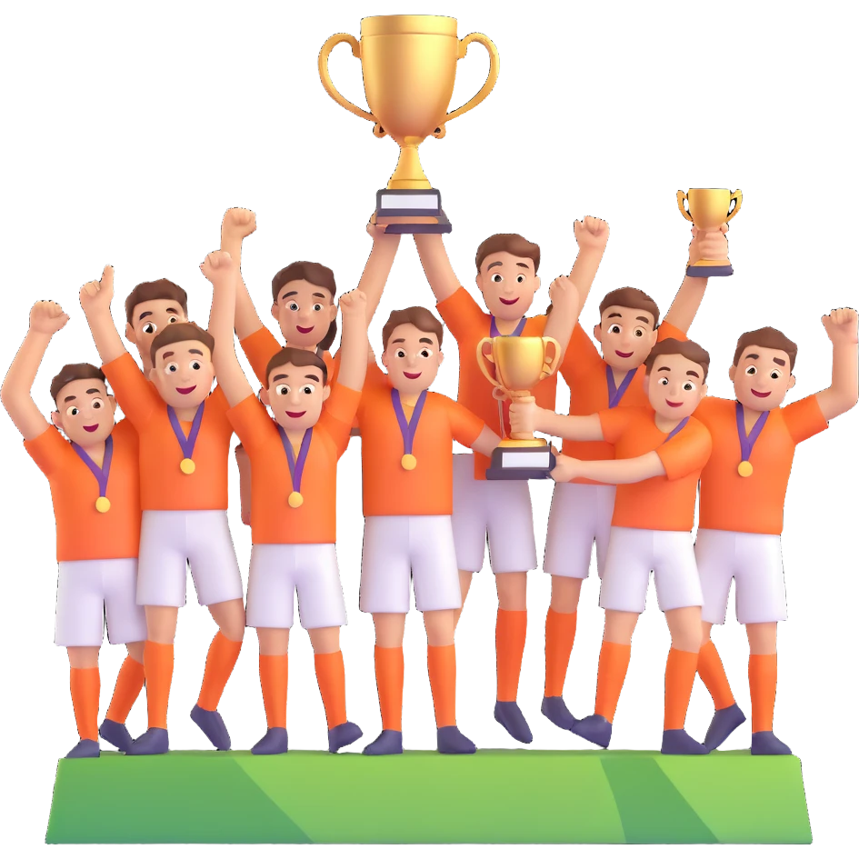 team celebrating with trophy emoji