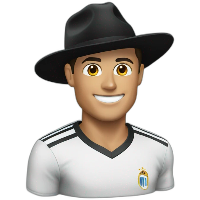 Cristiano Ronaldo with a black hat  emoji