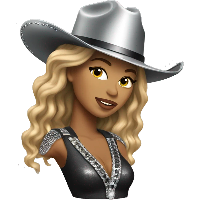 beyonce with silver cowboy hat emoji