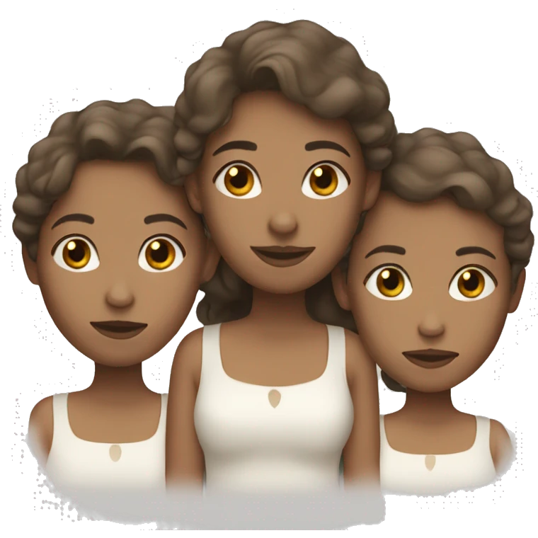 three white sisters with brown hair  emoji