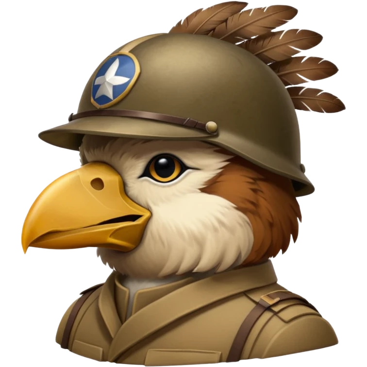 A large bird with a WW2 helmet emoji