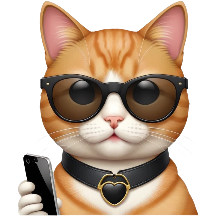 Cat with sunglasses and an iPhone  emoji