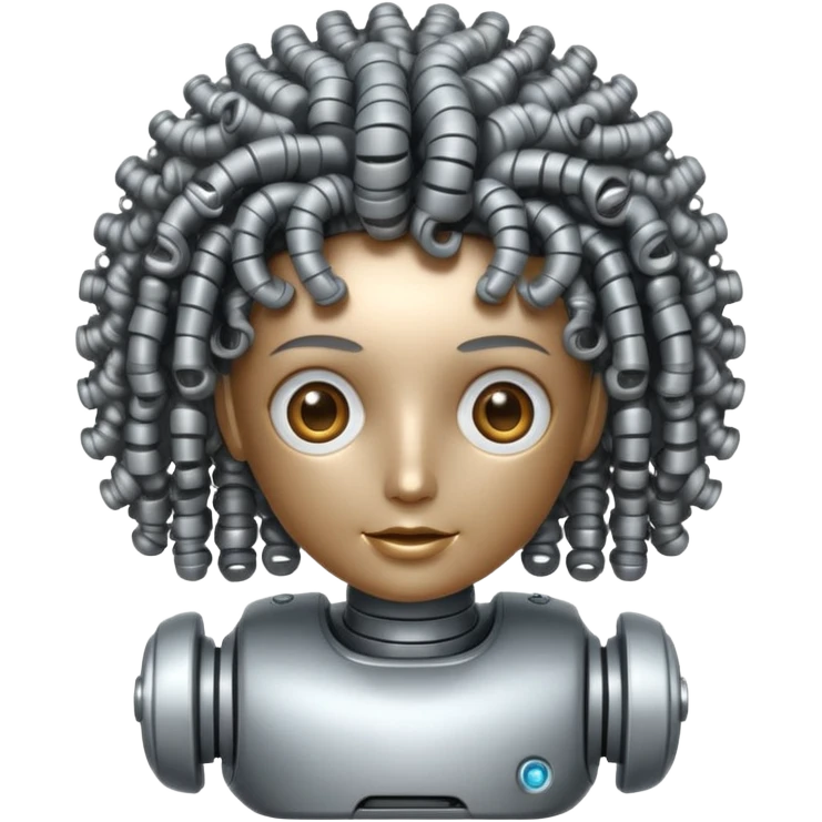curly haired robot emoji