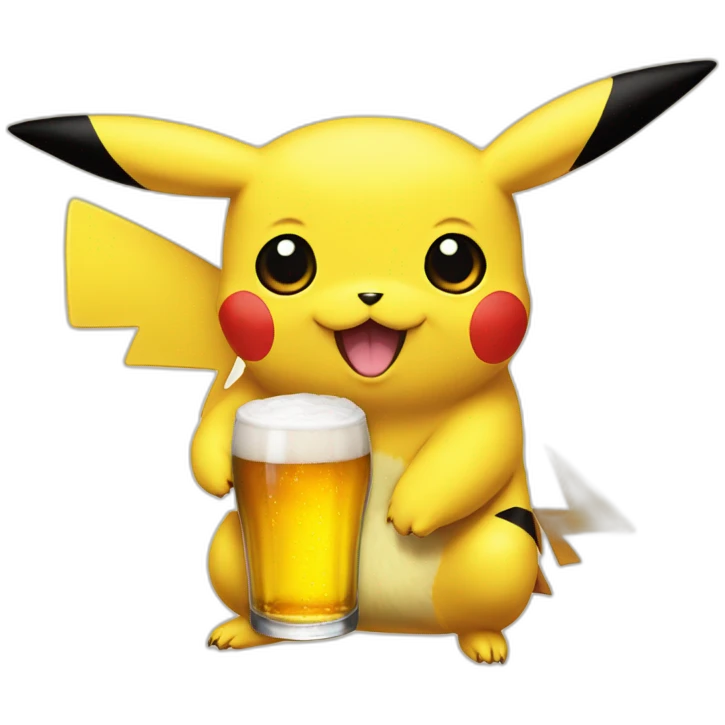 Pikachu avec une bière emoji
