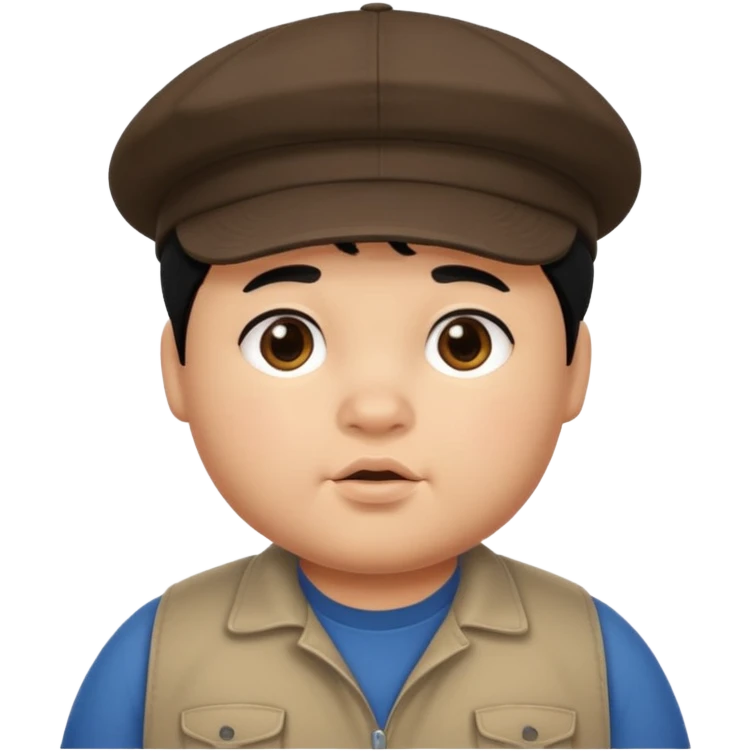 chubby boy black hair wearing cap emoji