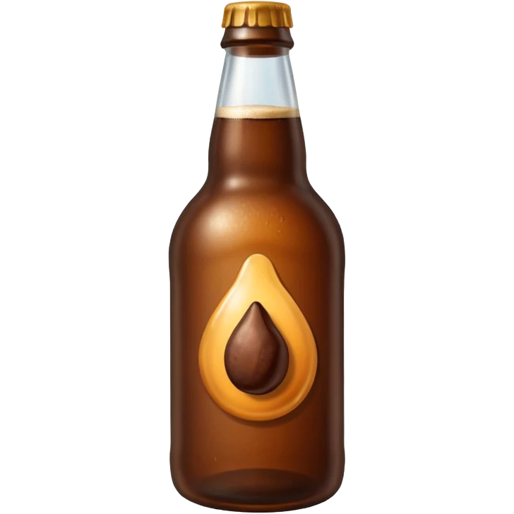 cerveza en botella con grano de cafe al lado emoji