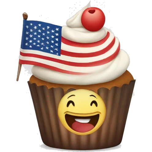 Happy cupcake with an American flag emoji