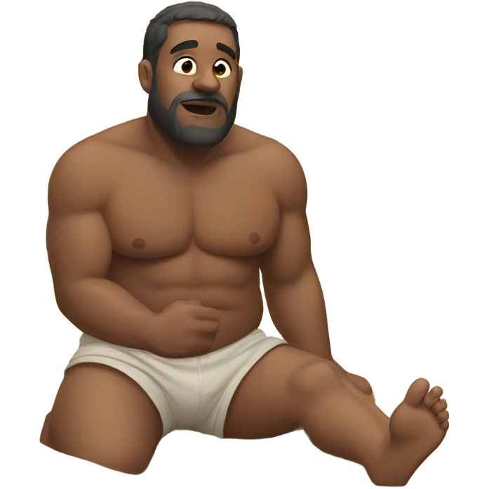fat man shirtless crawler on beach emoji