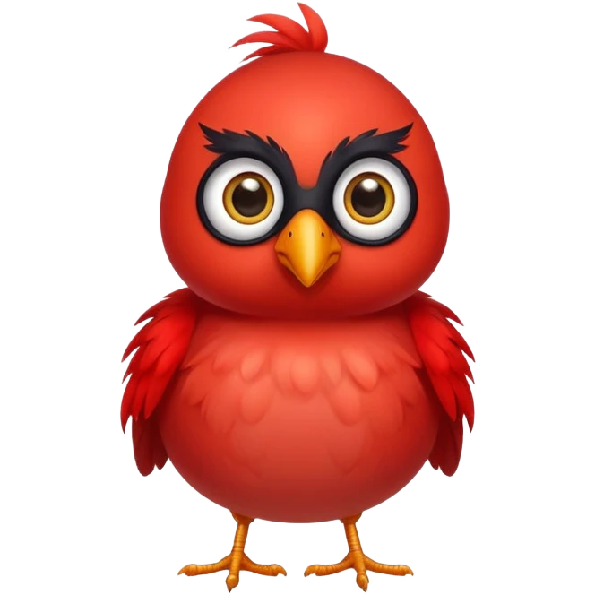 adorable round red bird with big eyes emoji