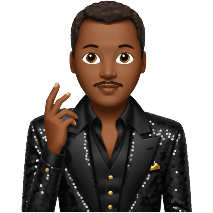 Luther Vandross with dark brown hair, black sequin outfit emoji