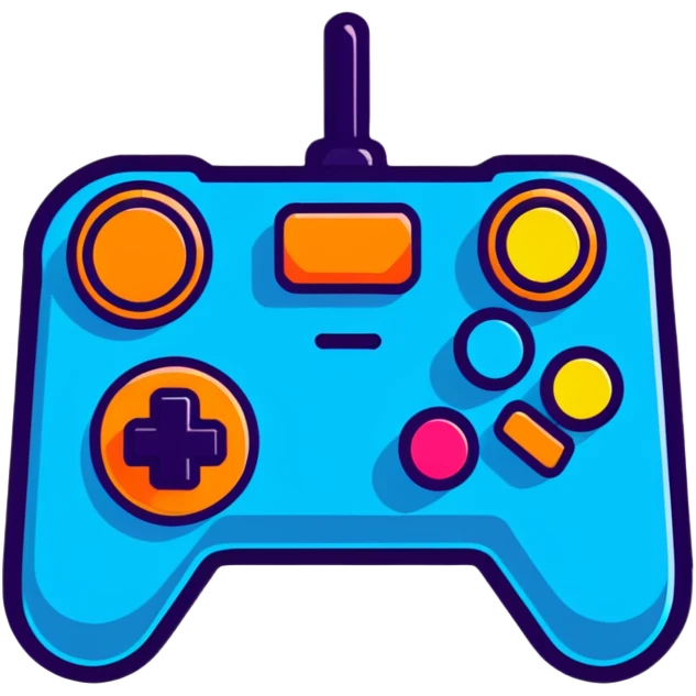 retro 80s joystick with neon colors emoji
