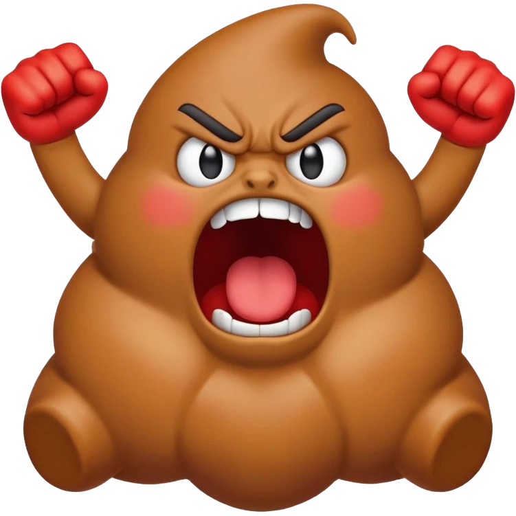 angry poop emoji, shouting, red face emoji