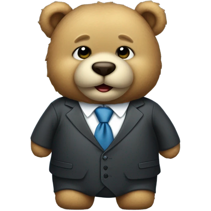 Cute chubby teddy bear in a business suit ￼ emoji