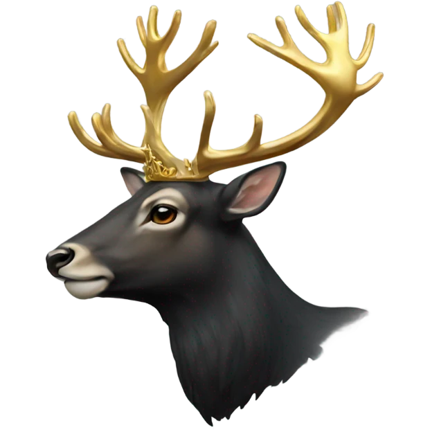 a black stag deer with a golden crown emoji
