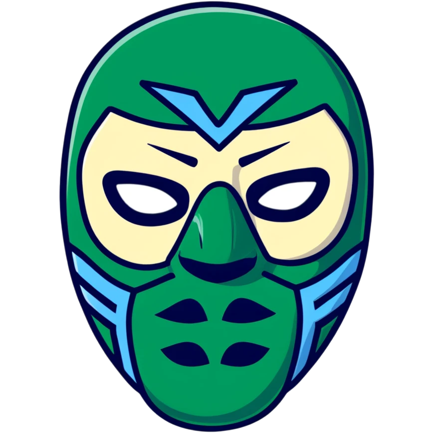 forest green, cream, and Carolina blue luchador mask emoji