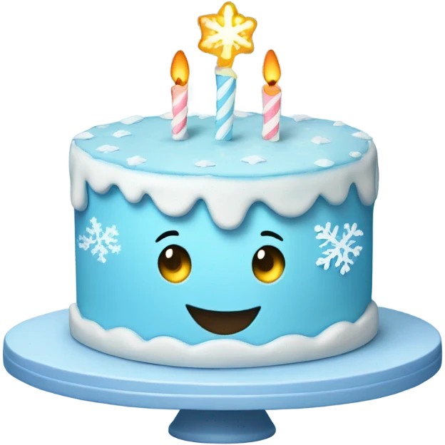 Light blue teared cake with snowflakes emoji