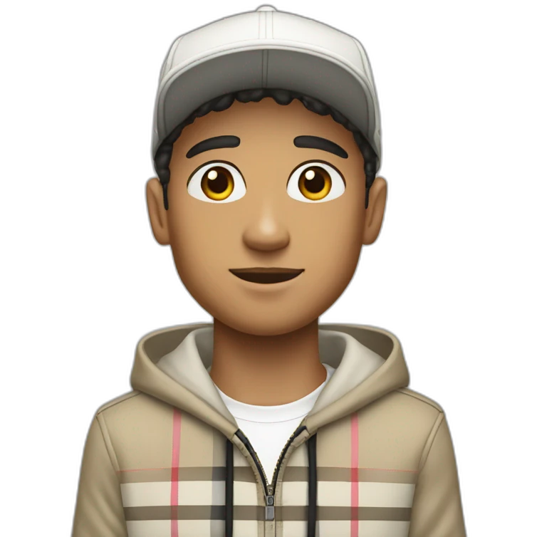 guy with burberry cap nike sweat skin white emoji