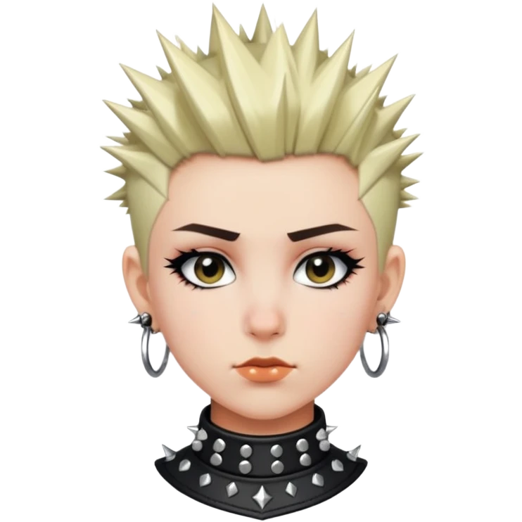 A girl with short, spiky hair, a nose ring, and a punk-style studded collar. emoji