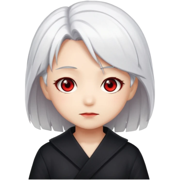 Anime, chibi, white hair, girl, red eyes emoji