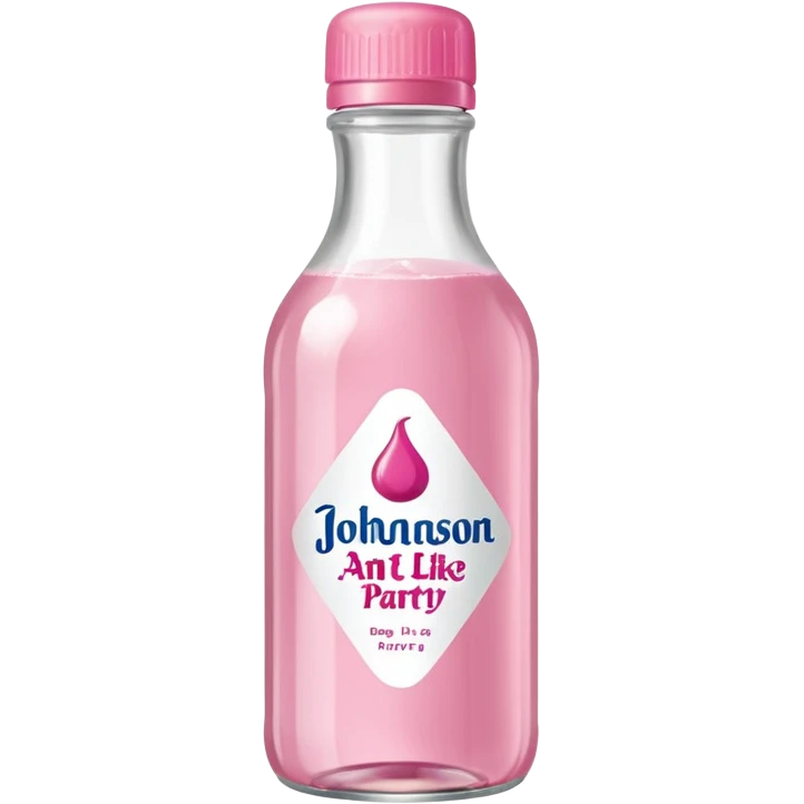 realistic Johnson and Johnson style bottle pink cap pink label clear bottle with aint no party like a berry party written on the logo with diddy logo emoji