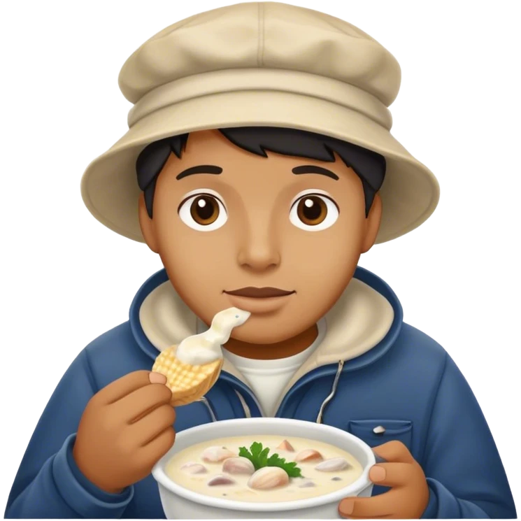 fish eating clam chowder emoji