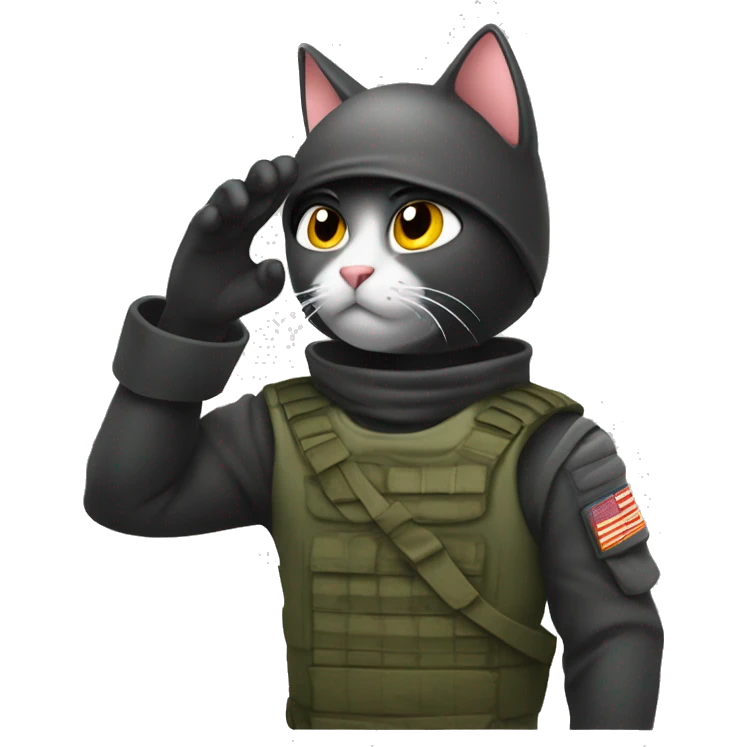 Cat Ninja saluting with his paw to his forehead like a solider in the army emoji