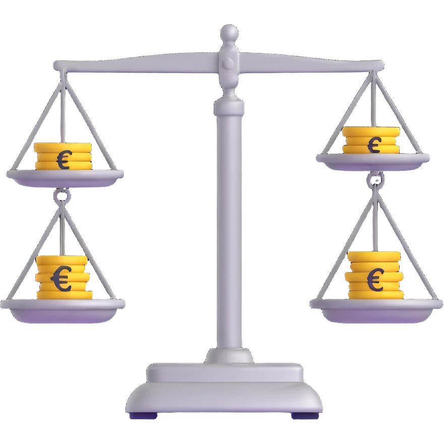 balance scale with euro symbol in the pans emoji