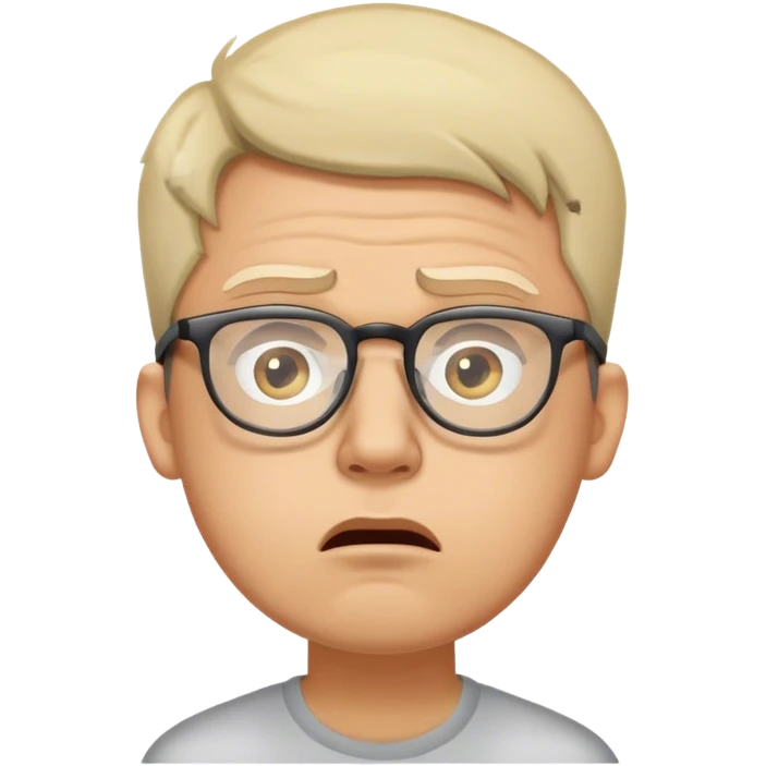 thinking, confusing, worry, agony, wearing glasses man emoji
