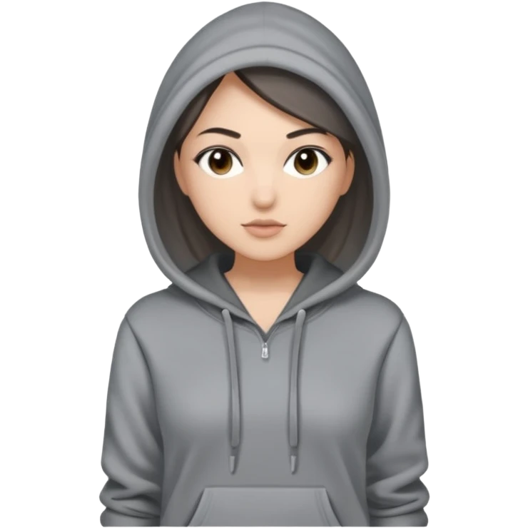 Sasha Gray in gray hoodie full height emoji