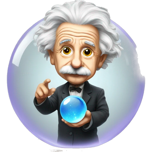 Albert Einstein with crystal ball emoji