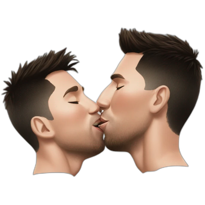 Messi kissing Ronaldo emoji