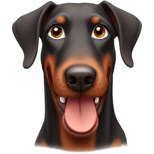 Red Doberman looking happy emoji