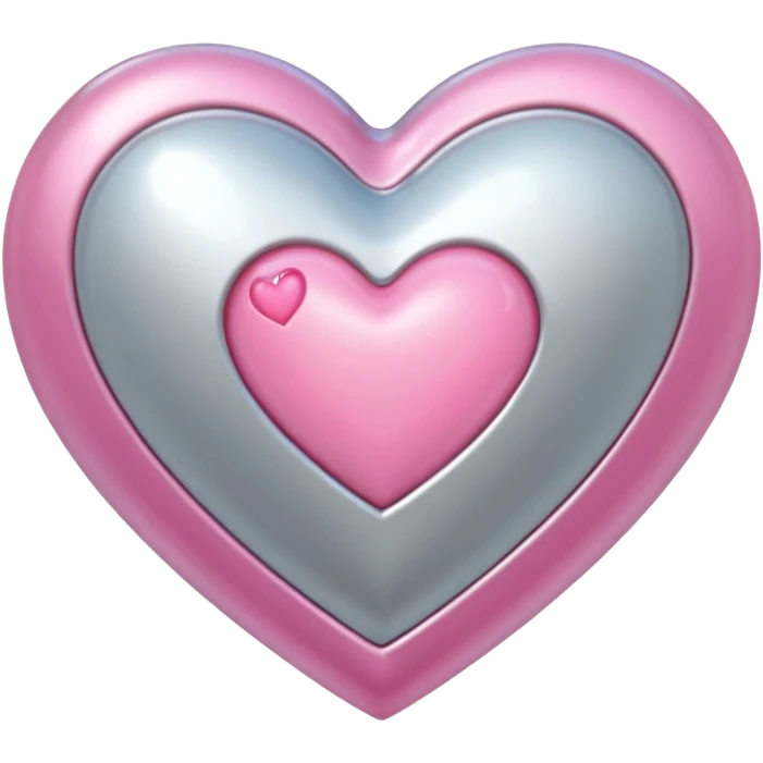 platinum heart with one mini pink heart inside of it  emoji