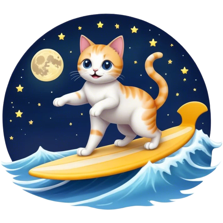  a cat surfing on the moon emoji