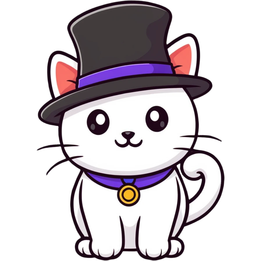 playful cat with a fancy hat emoji