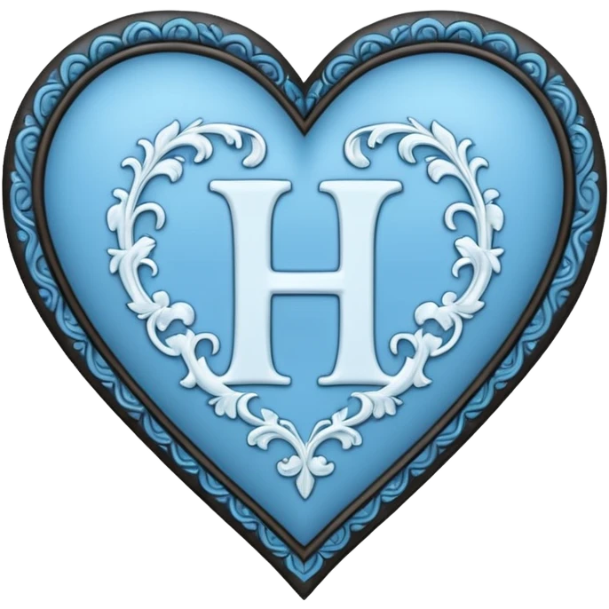Can you make a baby blue heart with a white letter in the middle in a gothic style, the letter is H emoji