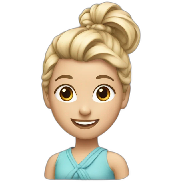 blonde girl smiling with a top knot hairstyle  emoji