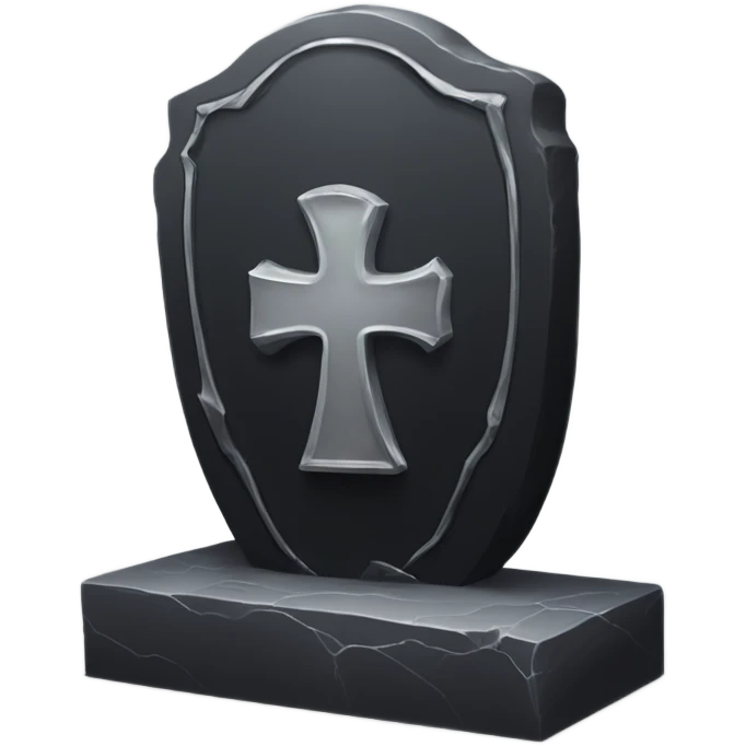 a black tombstone with the inscriptions in silver RIP  silver heart in the center emoji