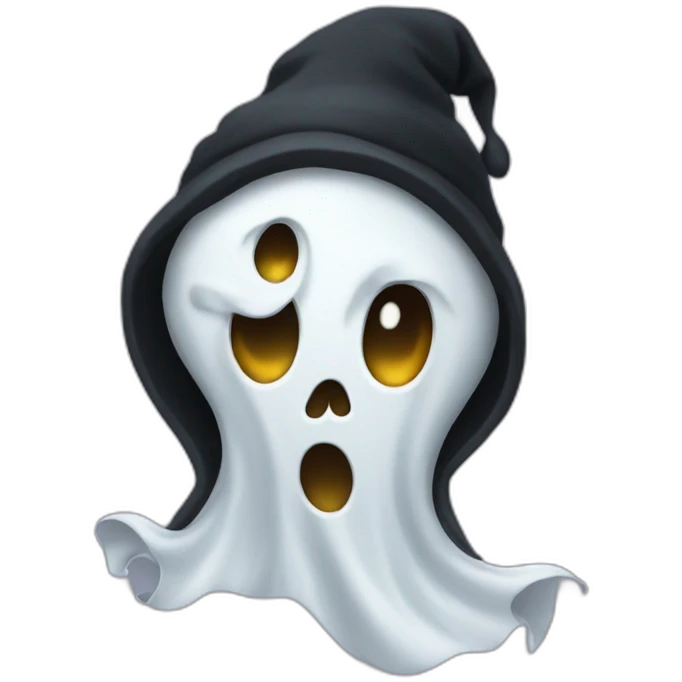 Spooky Ghost wearing a black beanie emoji