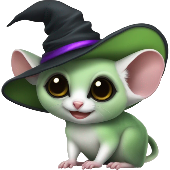 green sugar glider with witch hat on emoji