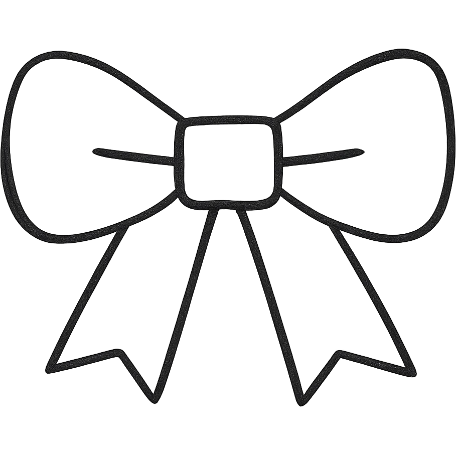Make the bow minimalist with neutral, minimalist colors, keep background transparent, in a hand drawn icon style with no fill. emoji