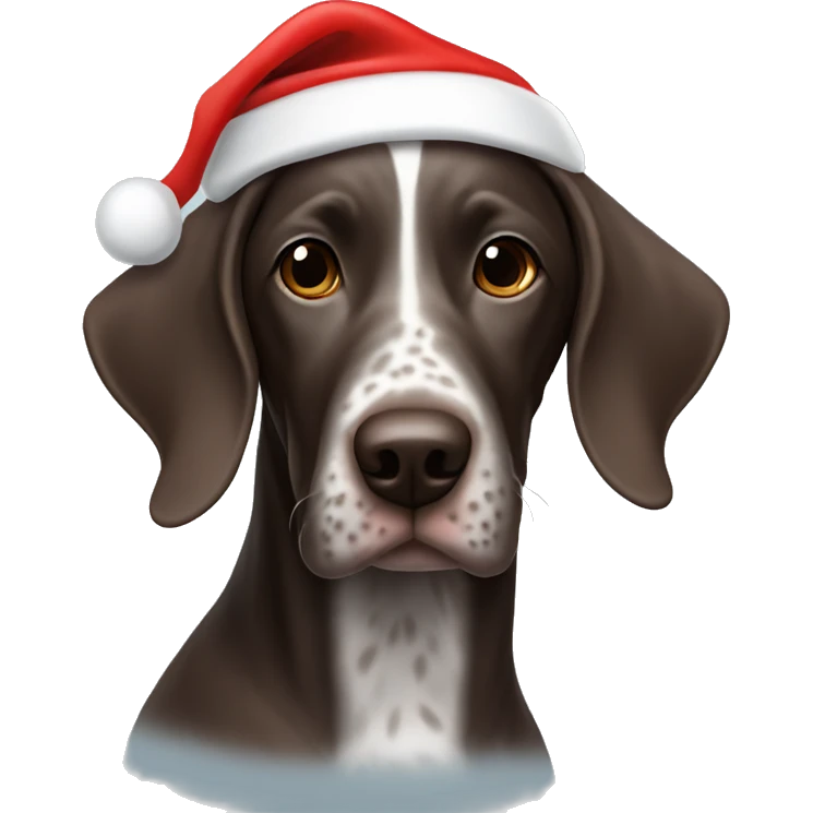 German shorthair with santa hat emoji