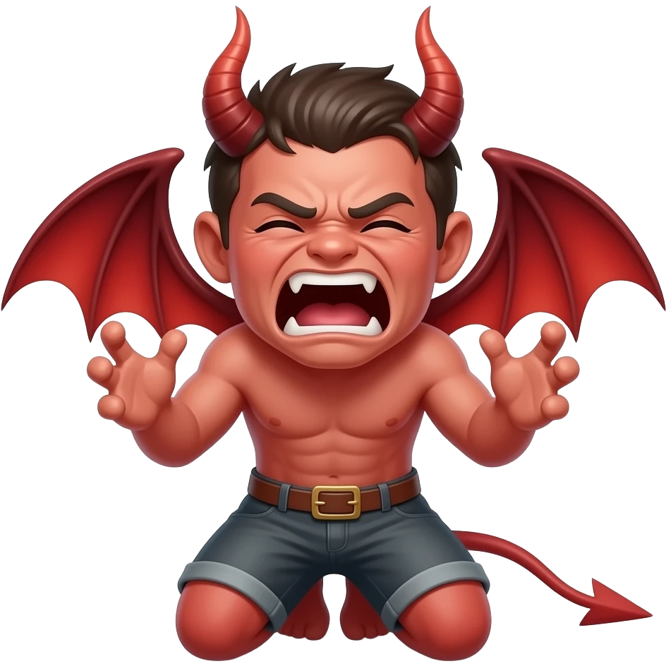 Create an emoji of a demon kneeling down and screaming in pain emoji