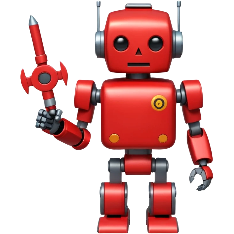 A red robot with 2 bomb weapon on his arms, he has a blocky body and a round red head emoji