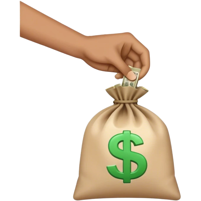 A bag of money on the palm of a hand emoji