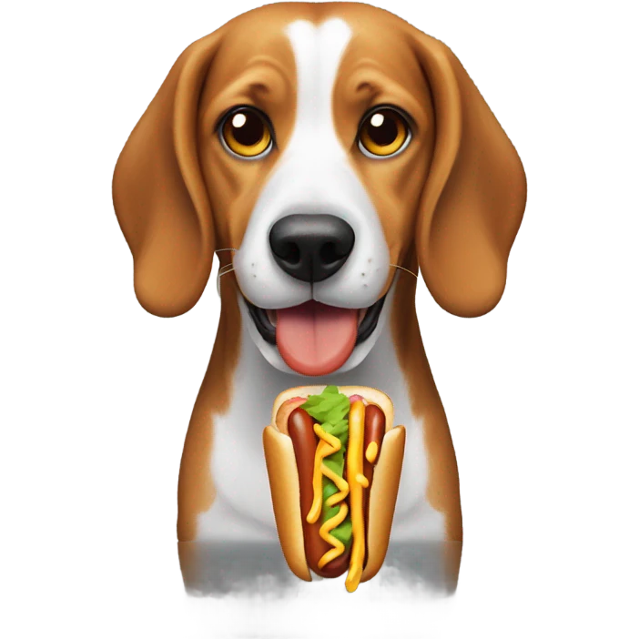 Beagle eating hot dog emoji